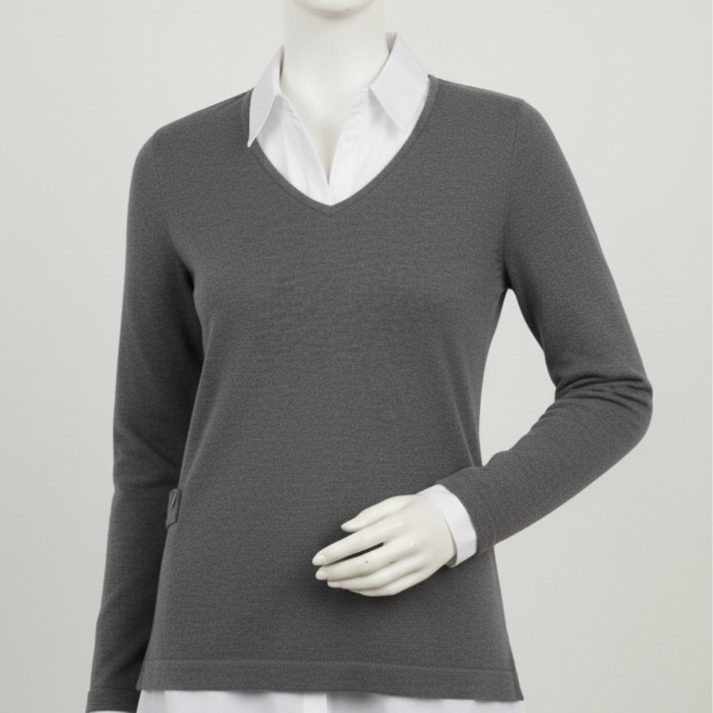 Grey Top Shirt with a white collar size S - Picture 2 of 5